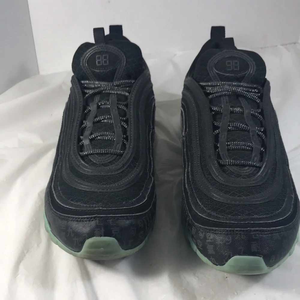 Nike Mens Air Max 97 Matrix Black and Green Lace Up Lifestyle Casual Sneakers
